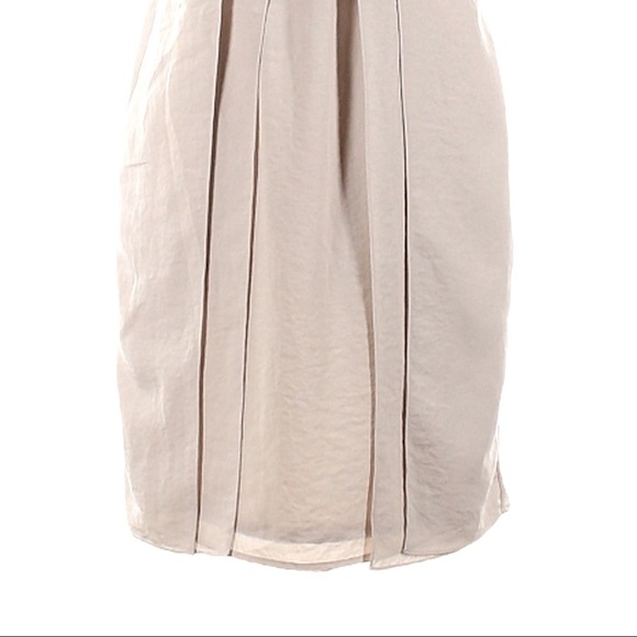 Sachin + Babi Beige Sheath Dress 6 Snake Print Leather Trim Crisscross Pleated - Picture 5 of 10